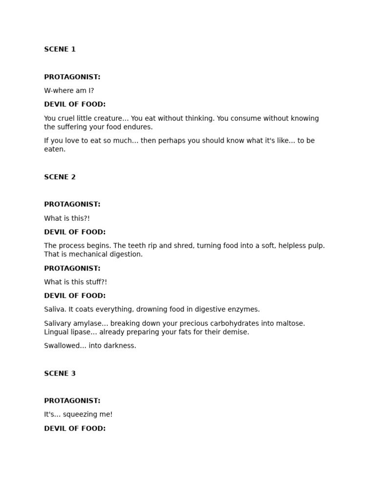 Digestive System Role Play Script | PDF