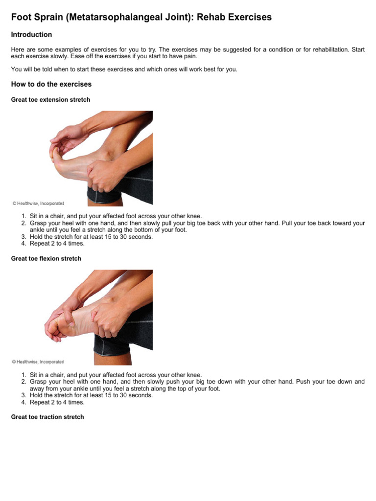 Foot Sprain Rehab: Key Exercises | PDF | Foot | Toe