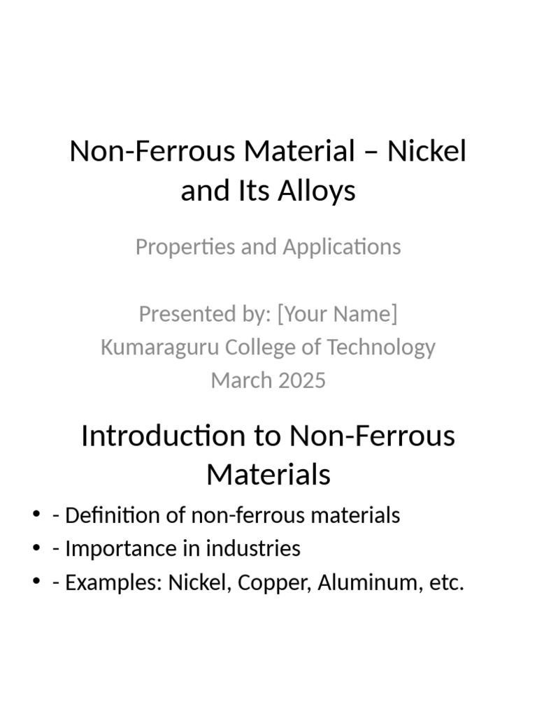 Nickel Alloys: Properties and Uses | PDF | Alloy | Nickel