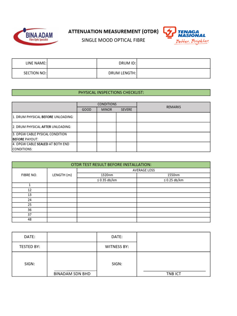 Optical Fibre OTDR Test Results | PDF