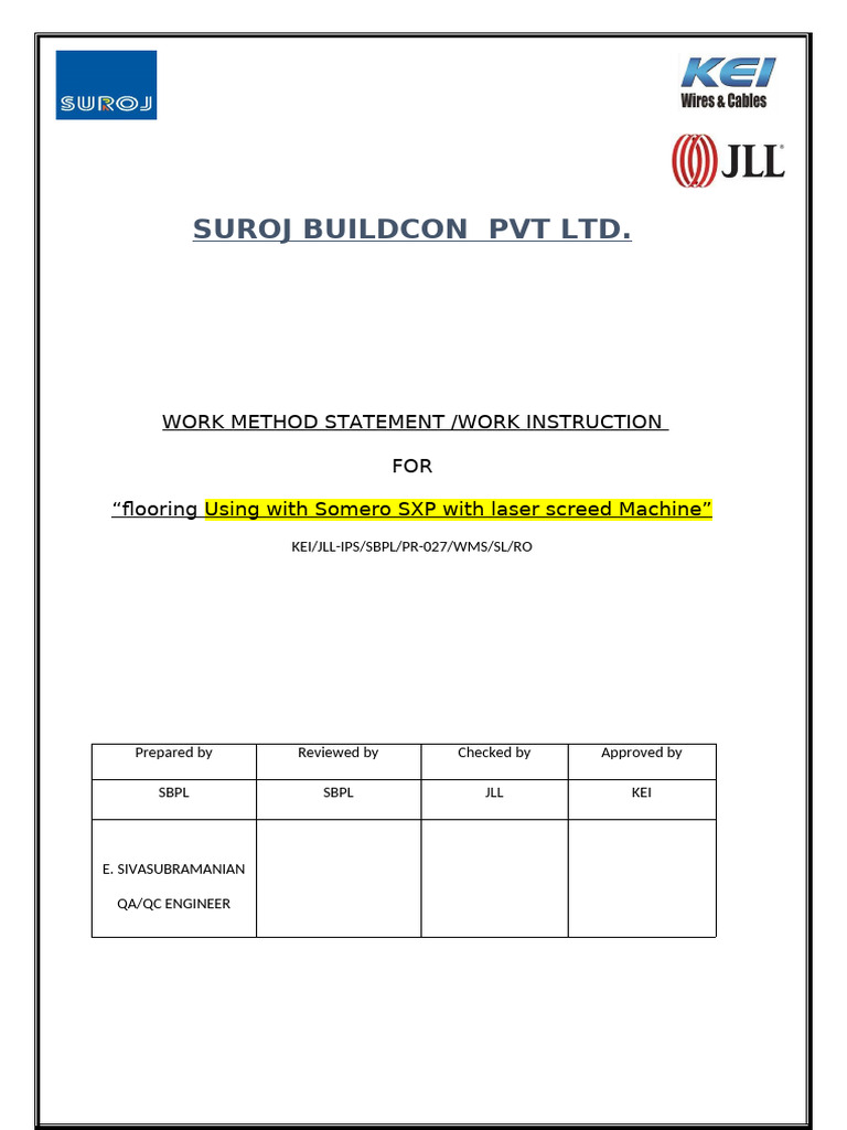 Method Statement for Laser Screed Flooring | PDF | Concrete ...