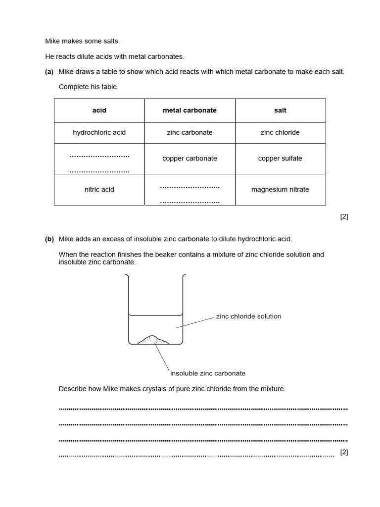 Salts and Reactions: Chemistry Guide | PDF | Chemical Reactions | Magnesium