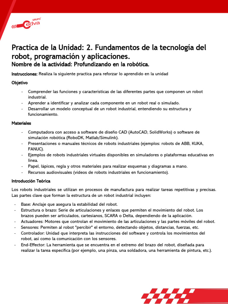 Fundamentos de Robótica Industrial | PDF | Robot | Robótica