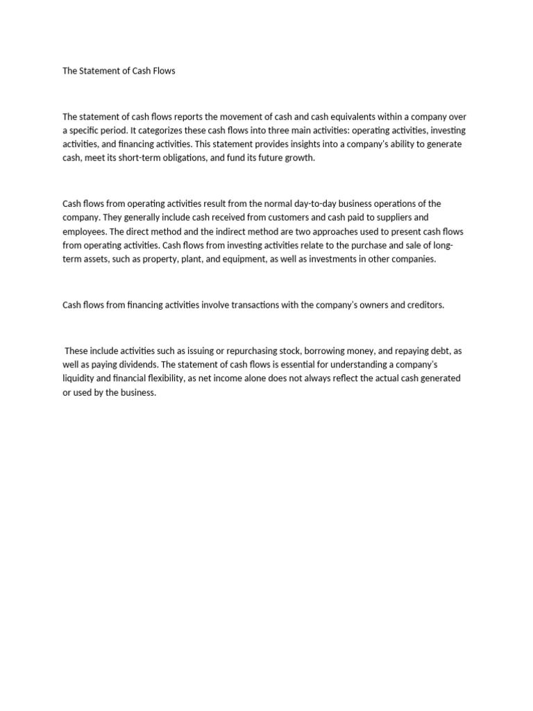 The Statement of Cash Flow | PDF