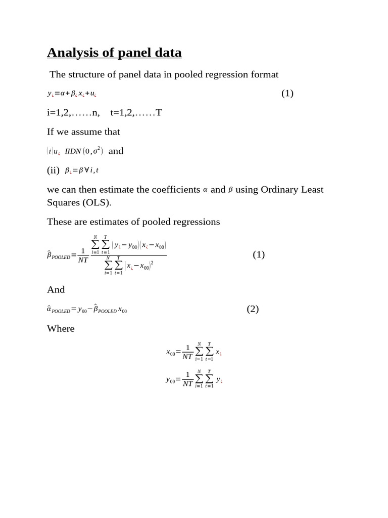 Pooled vs Panel Regression Analysis | PDF | Data Analysis ...