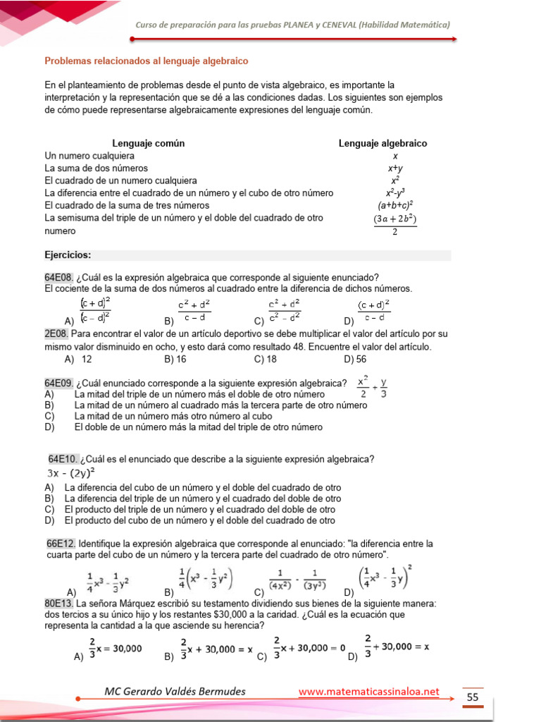Testamento de la señora Márquez | PDF | Fórmula | Matemática Elemental