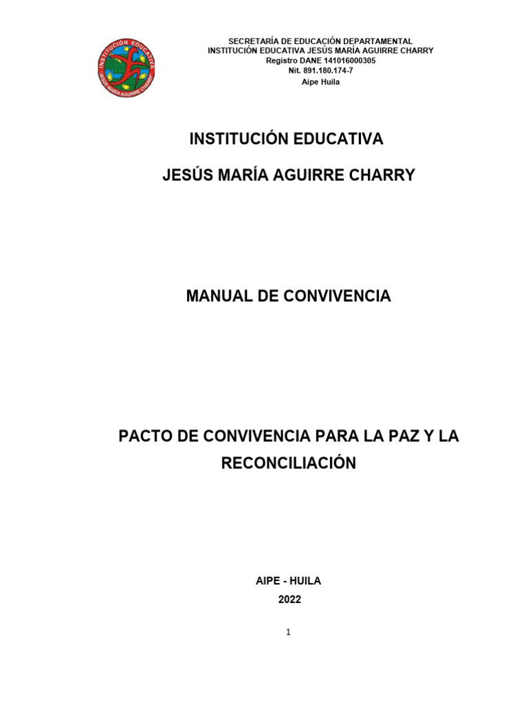 Manual de Convivencia Escolar 2022 | PDF | Institución | Violencia