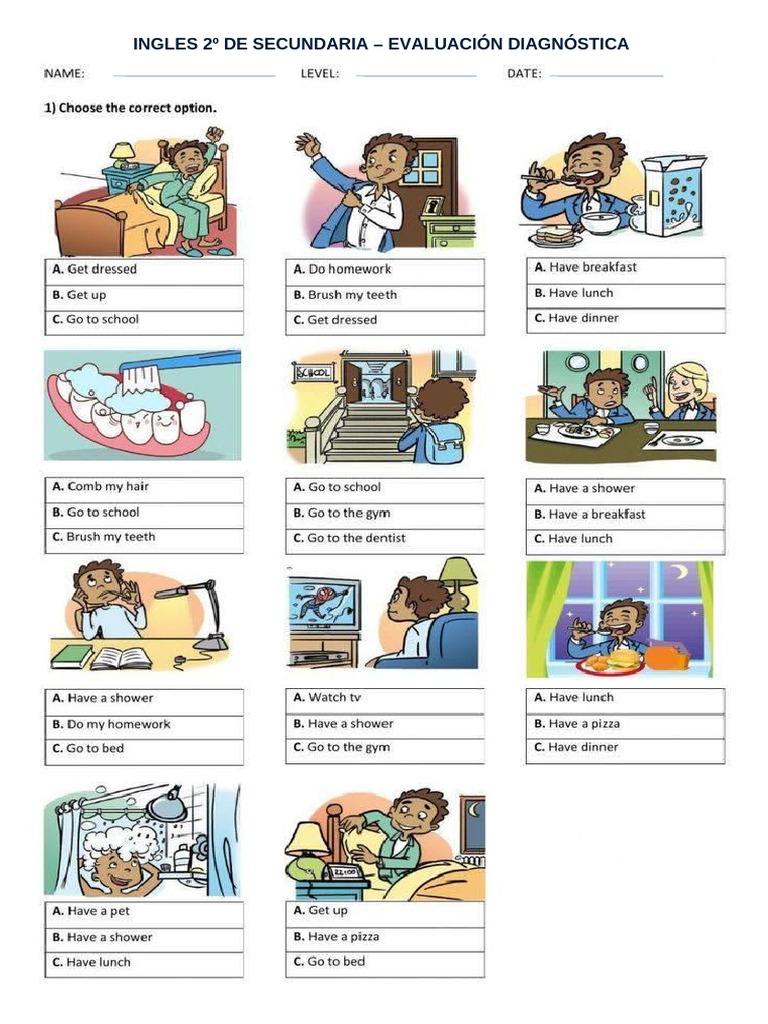 Evaluación Diagnóstica Inglés 2º Secundaria Pdf 