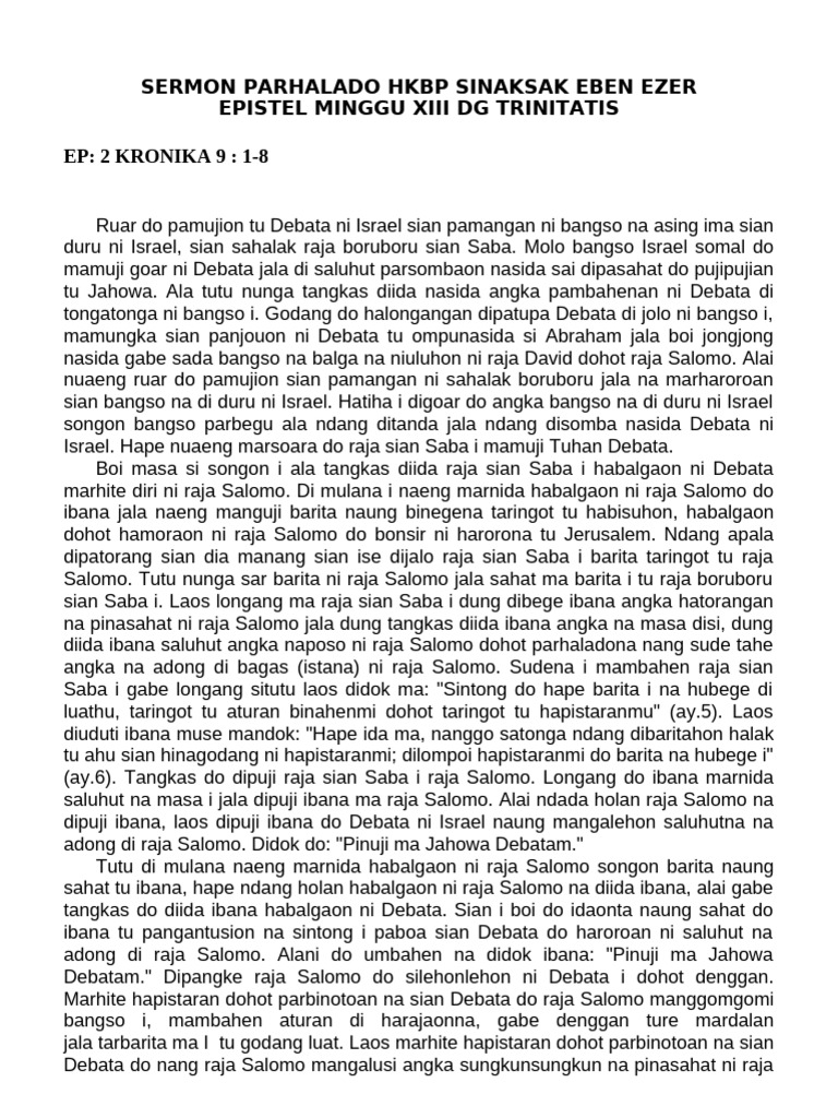 Kronika Raja Salomo dan Saba | PDF