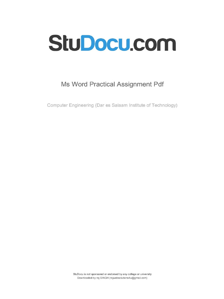 Ms Word Practical Assignment PDF 2 | PDF