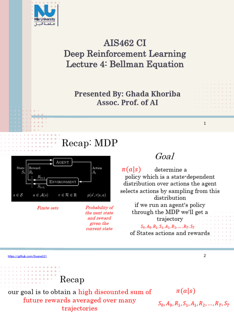 AIS462 - Reinforcement Learning - Spring2025 - Lec4 | PDF | Mathematics ...