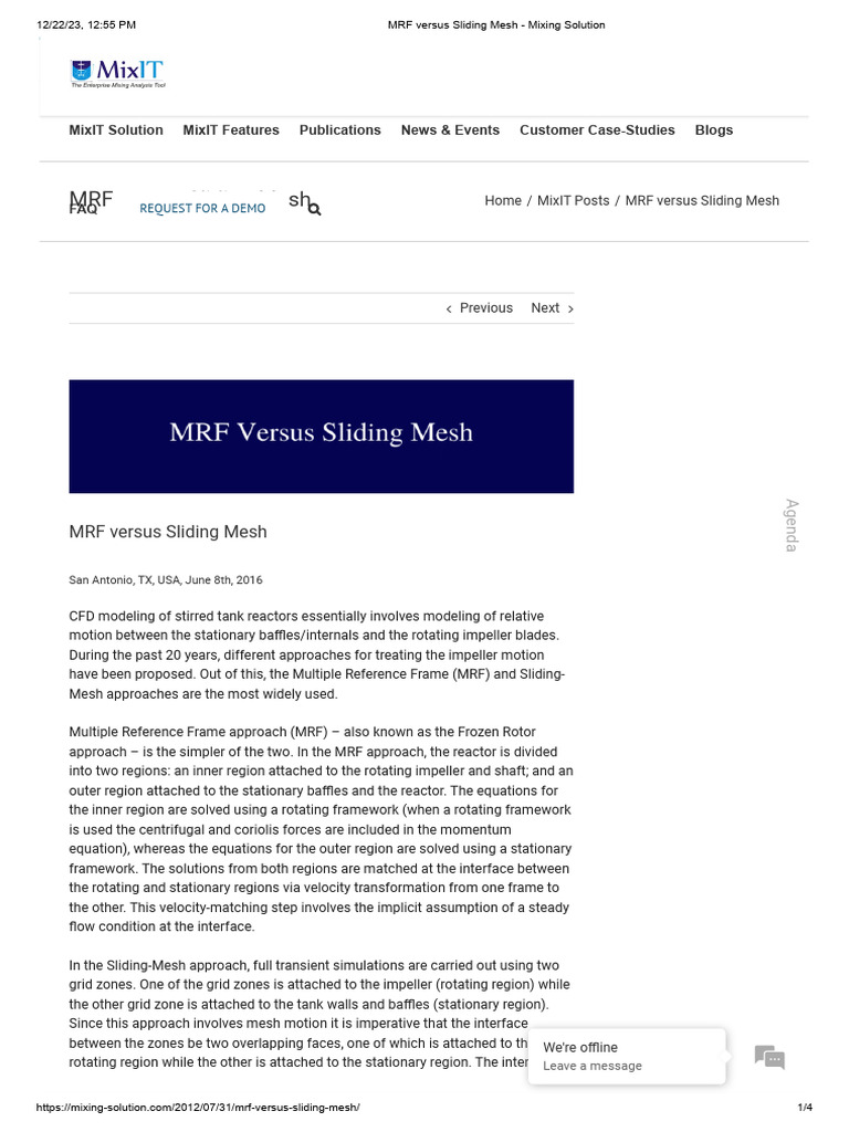 MRF vs Sliding Mesh Gearbox Analysis | PDF | Simulation | Computational ...