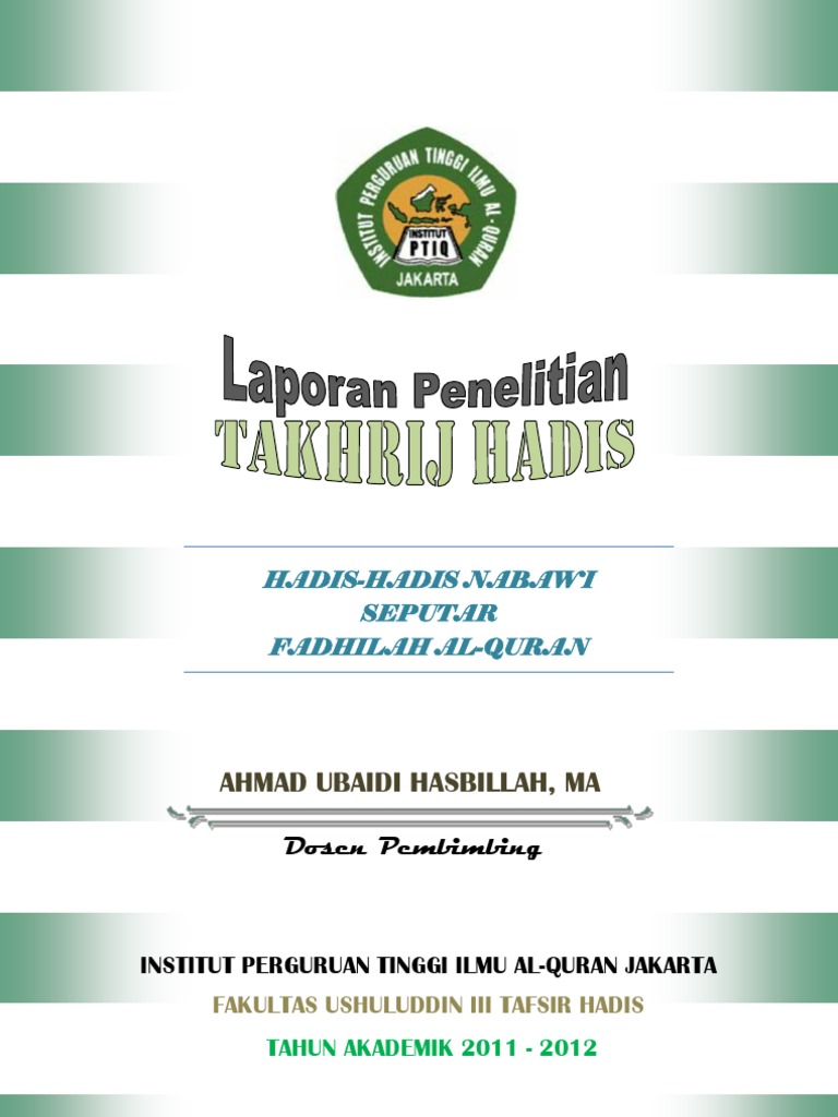 Buku Takhrij Hadis Fadhilah AlQuran PDF