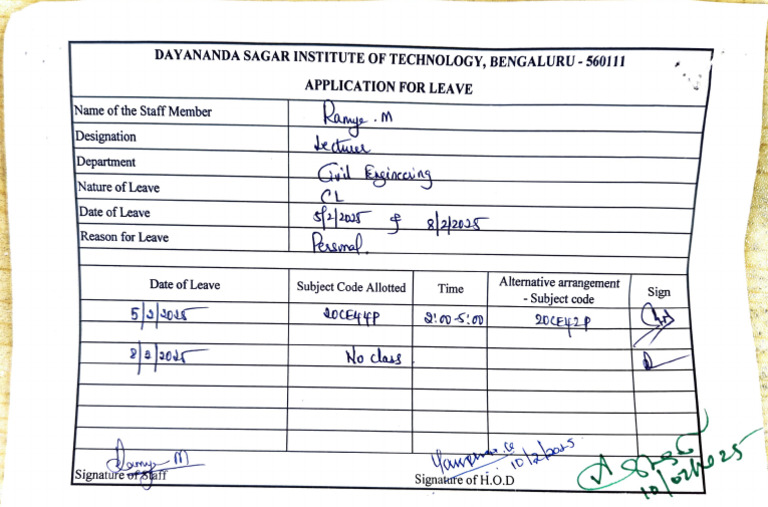 Leave Application Form Template | PDF