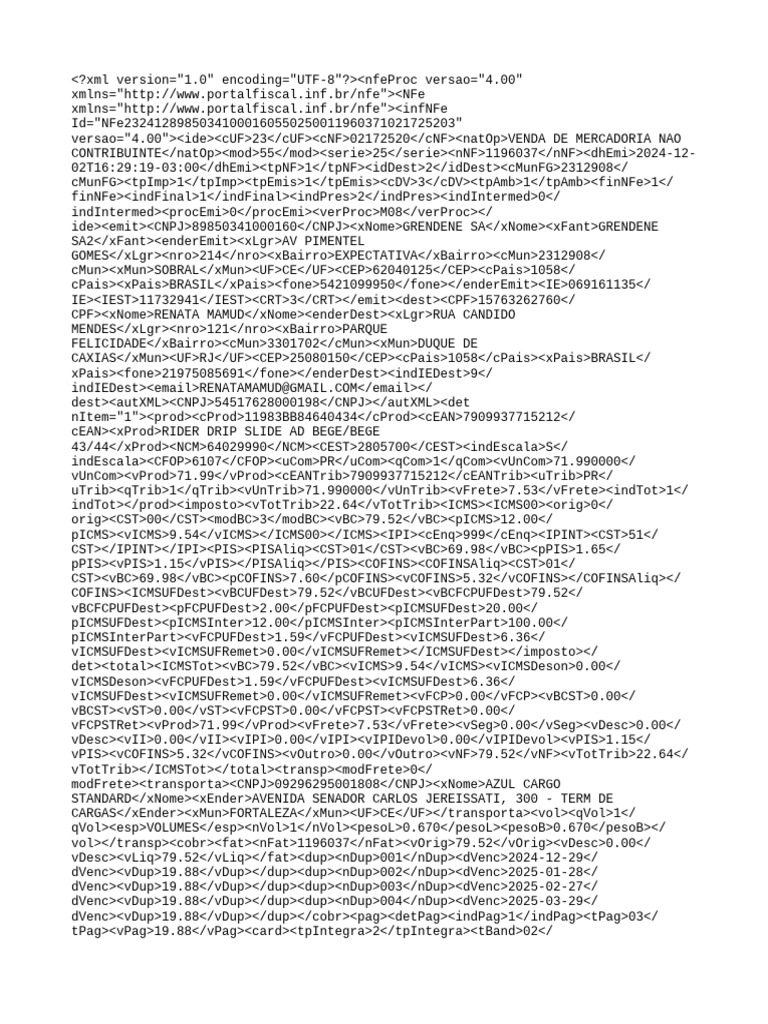 Nfe XML | PDF