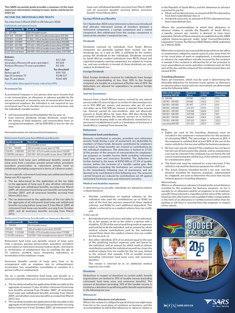 2026 Tax Guide (SARS) | PDF | Taxes | Retirement