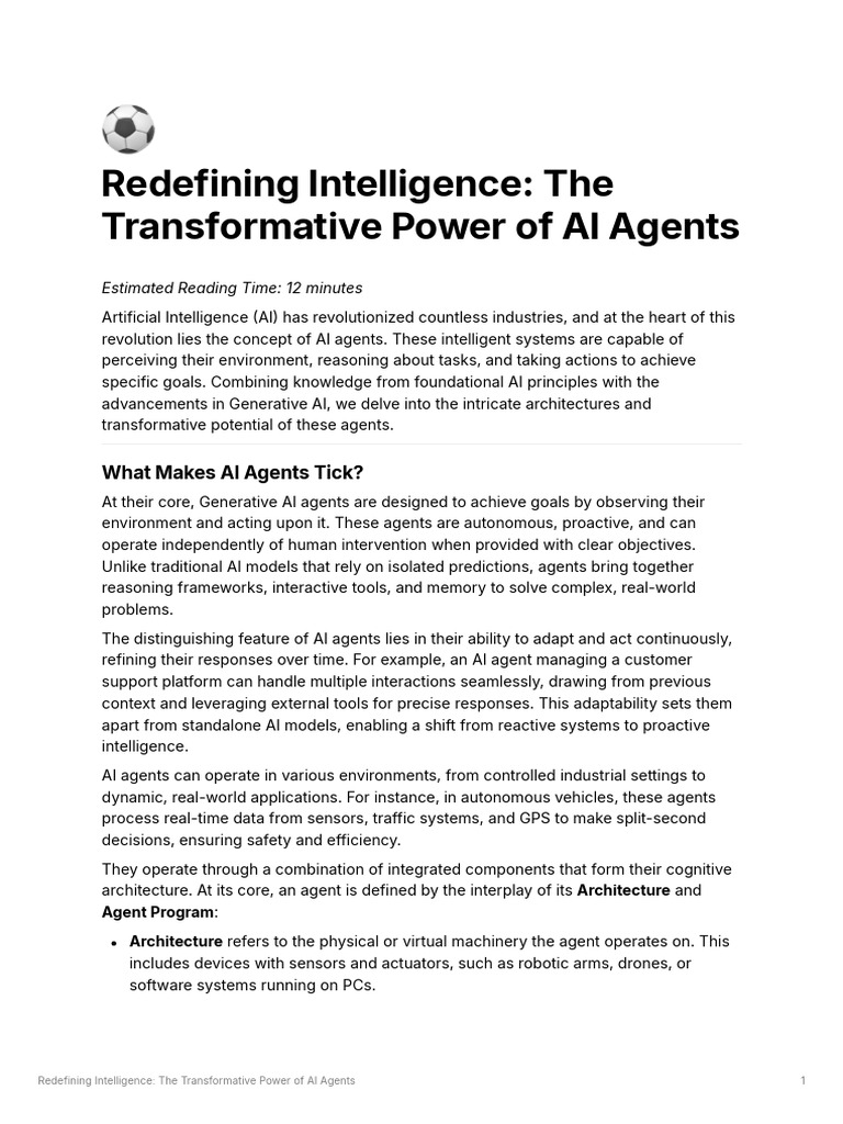 Transformative AI Agents Explained | PDF | Artificial Intelligence ...