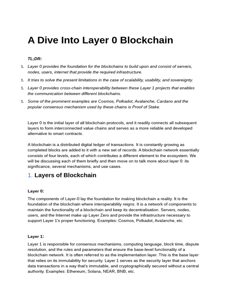 A Dive Into Layer 0 Blockchain | PDF | Computing | Computer Science
