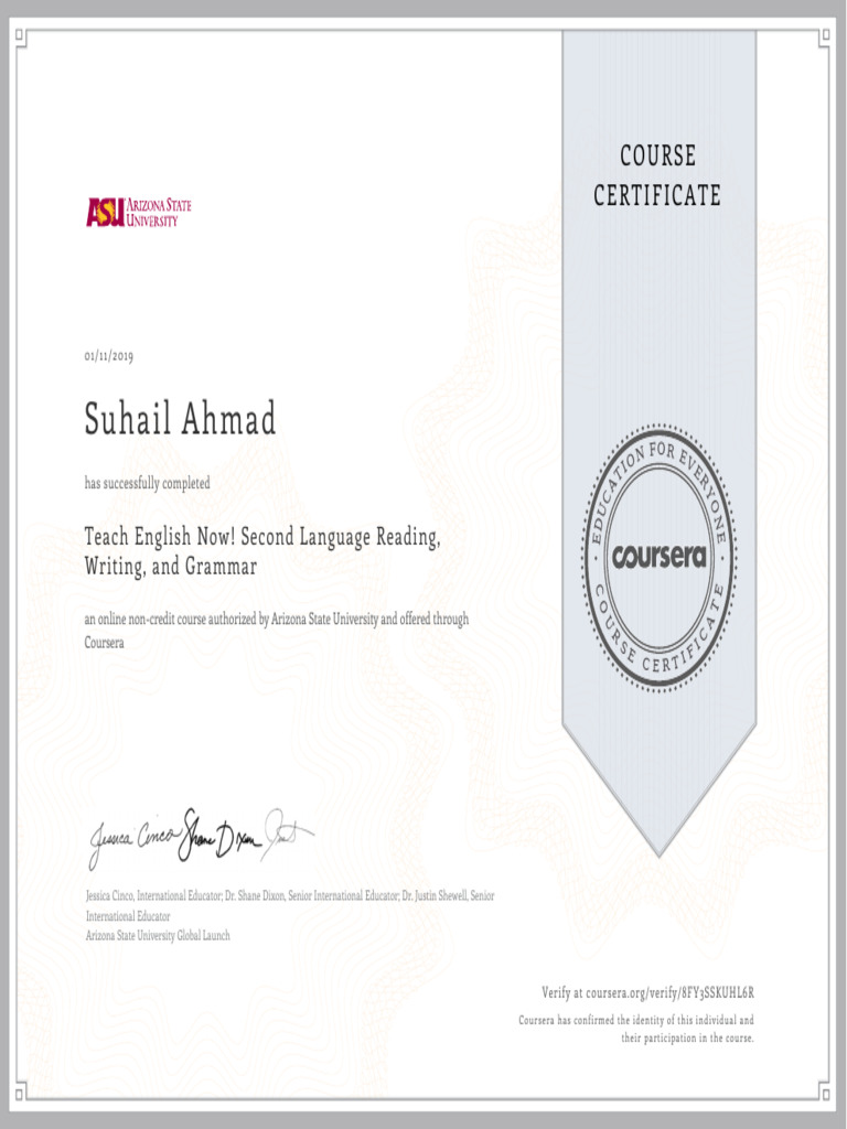 TESOL Course Completion Certificate | PDF