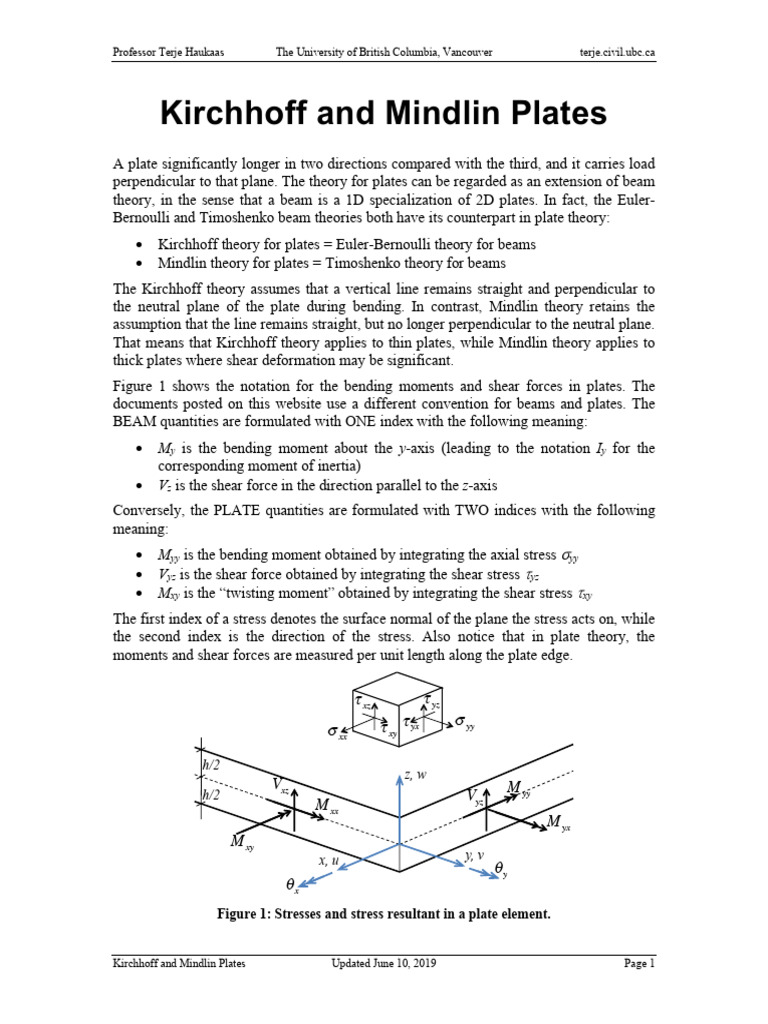 Kirchhoff and Mindlin Plate Theories | PDF | Bending | Beam (Structure)