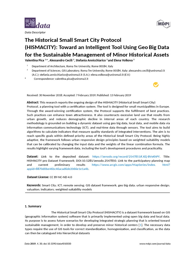 The Historical Small Smart City Protocol (HISMACITY) - Toward An ...