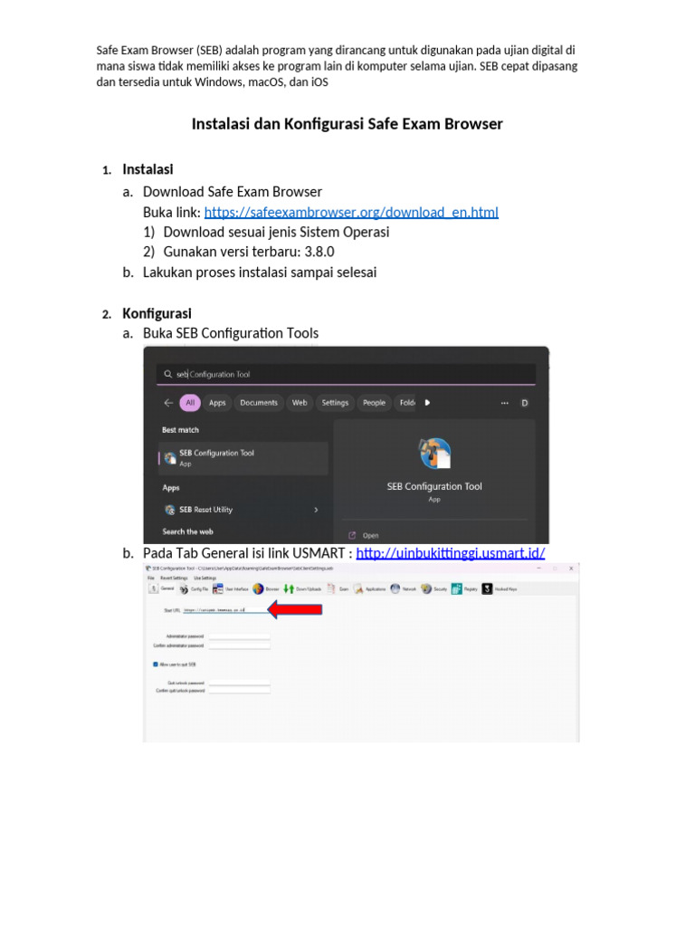 Panduan Instalasi Safe Exam Browser | PDF