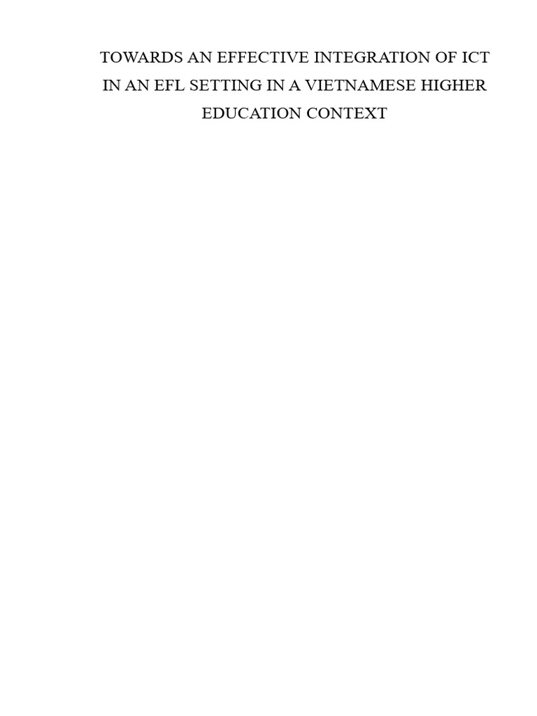 ICT Integration in Vietnamese EFL Education | PDF | Educational ...