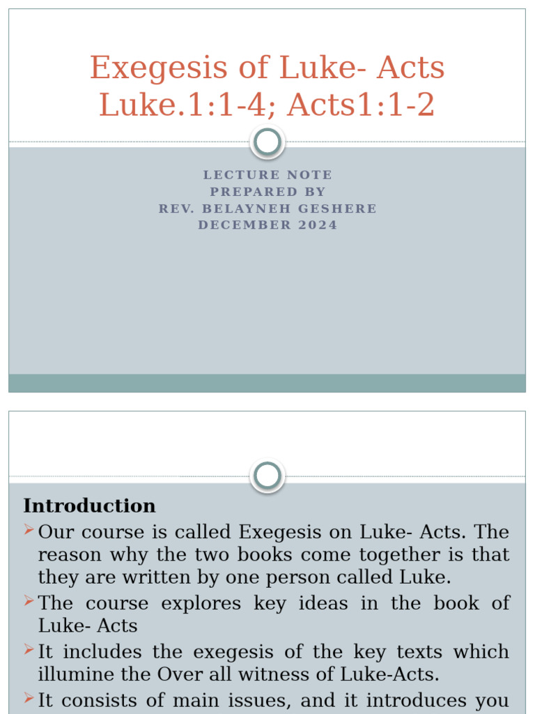 Exegesis of Luke-Acts Overview | PDF | Acts Of The Apostles | Jesus