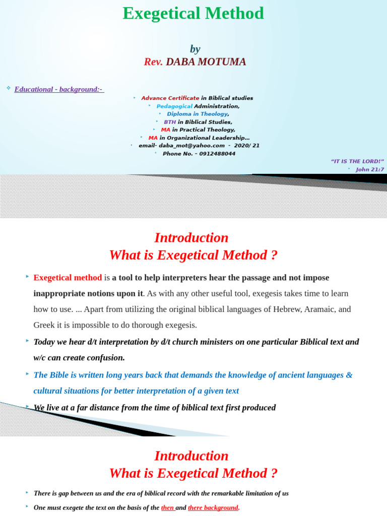 Understanding Exegetical Methods | PDF | Exegesis | Bible