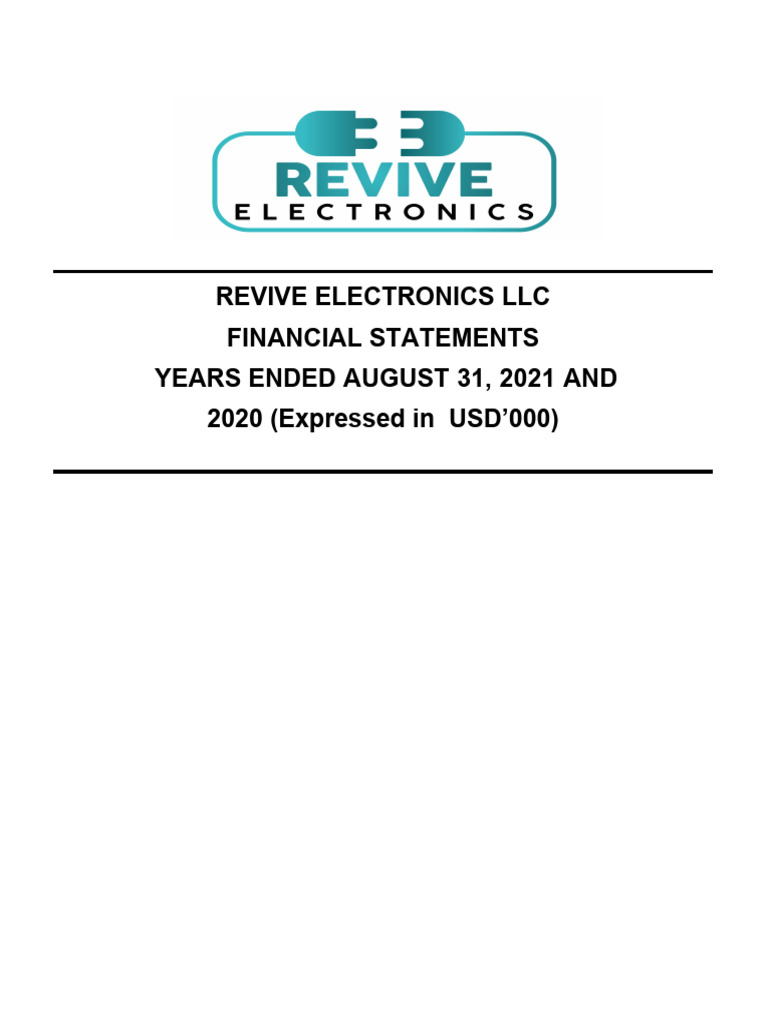 Revive Electronics LLC Financials 2021-2020 | PDF | Audit | Going Concern