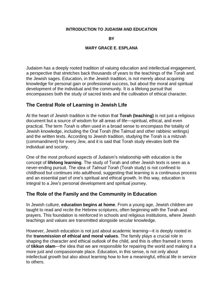 Lifelong Learning in Jewish Tradition | PDF | Jewish Belief And ...