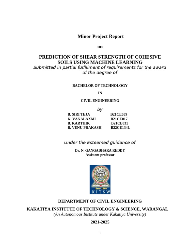 MP - Report | PDF | Machine Learning | Geotechnical Engineering