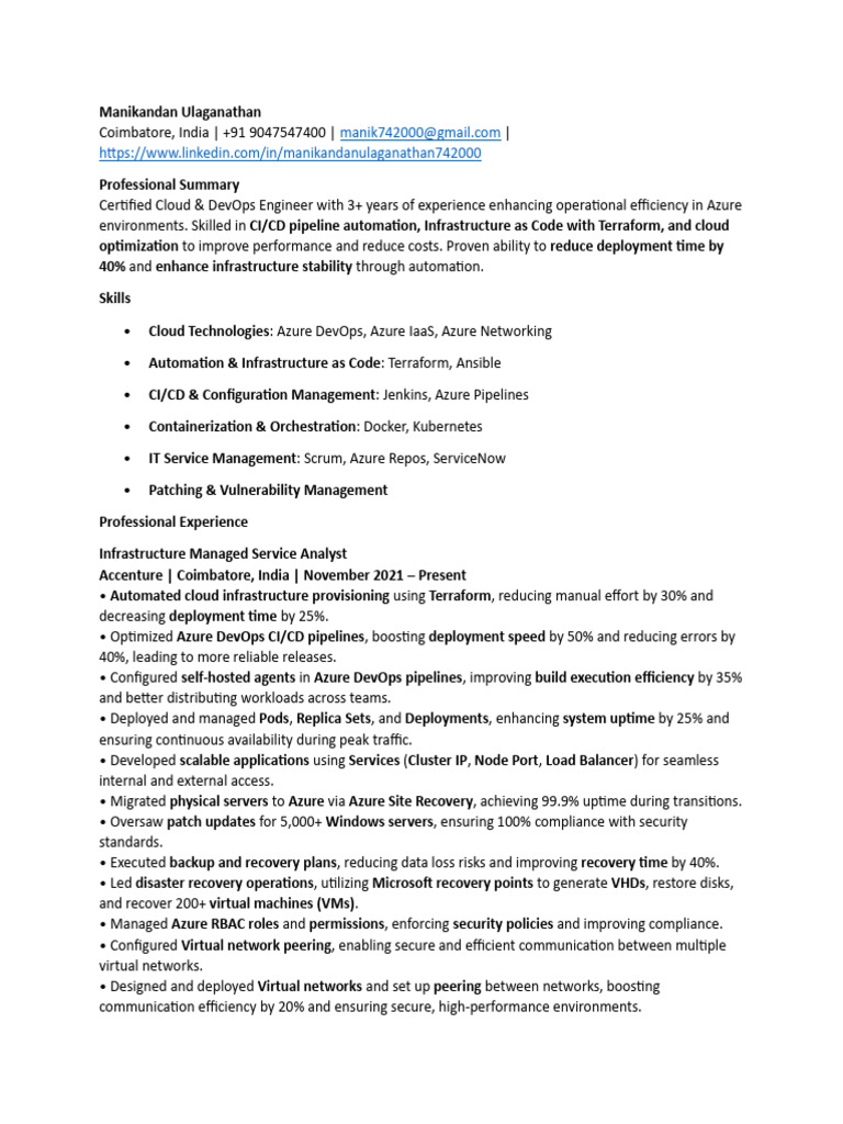 Certified Cloud & DevOps Engineer Resume | PDF | Computer Network ...
