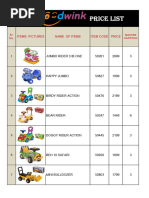 Toy Product Price List and Codes | PDF