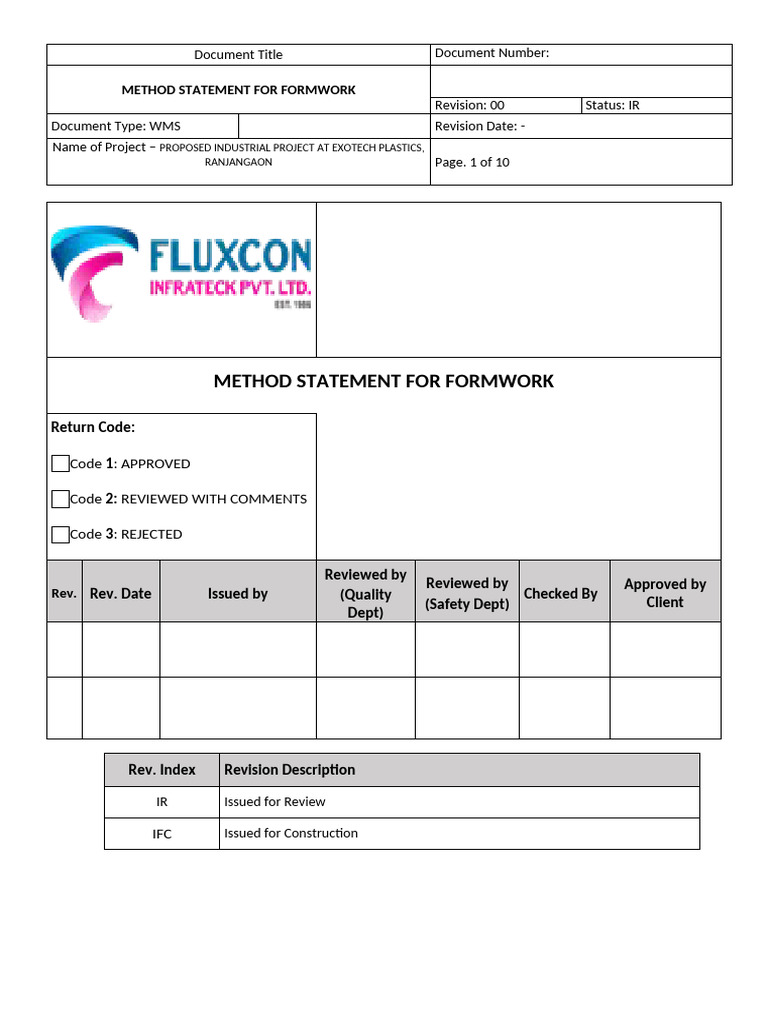5 WMS-METHOD STATEMENT FOR FORMWORK | PDF | Personal Protective ...