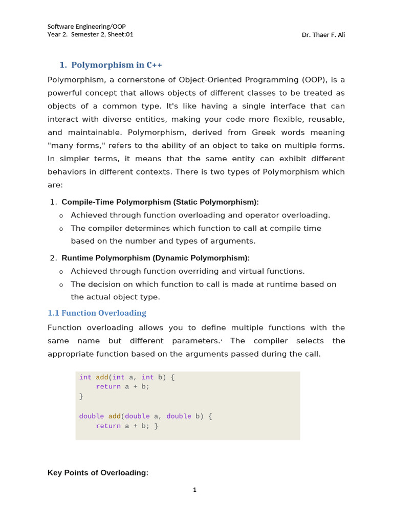 Polymorphism and File Handling in C++ | PDF | C++ | Object Oriented ...