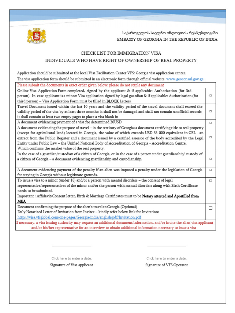 Document Checklist Immigration (Individual Who Have Right of Owning ...