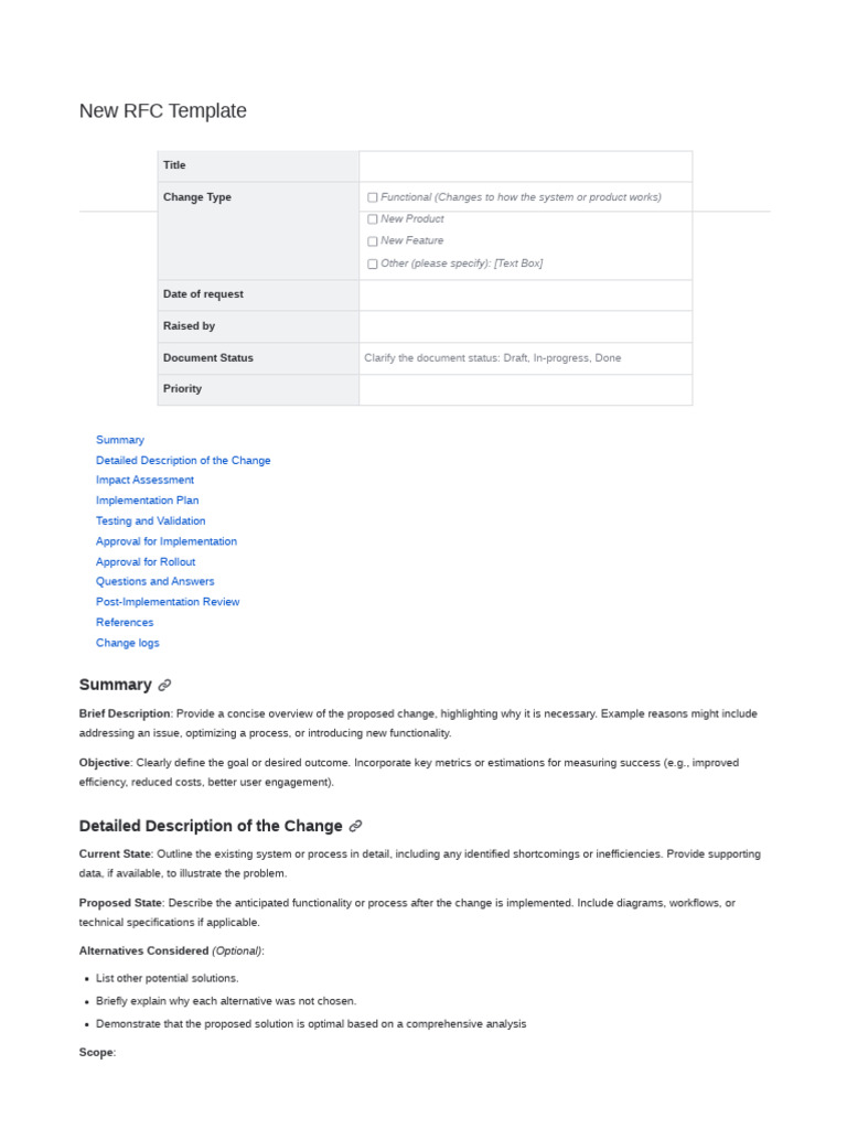 New RFC Template for Change Management | PDF | Risk