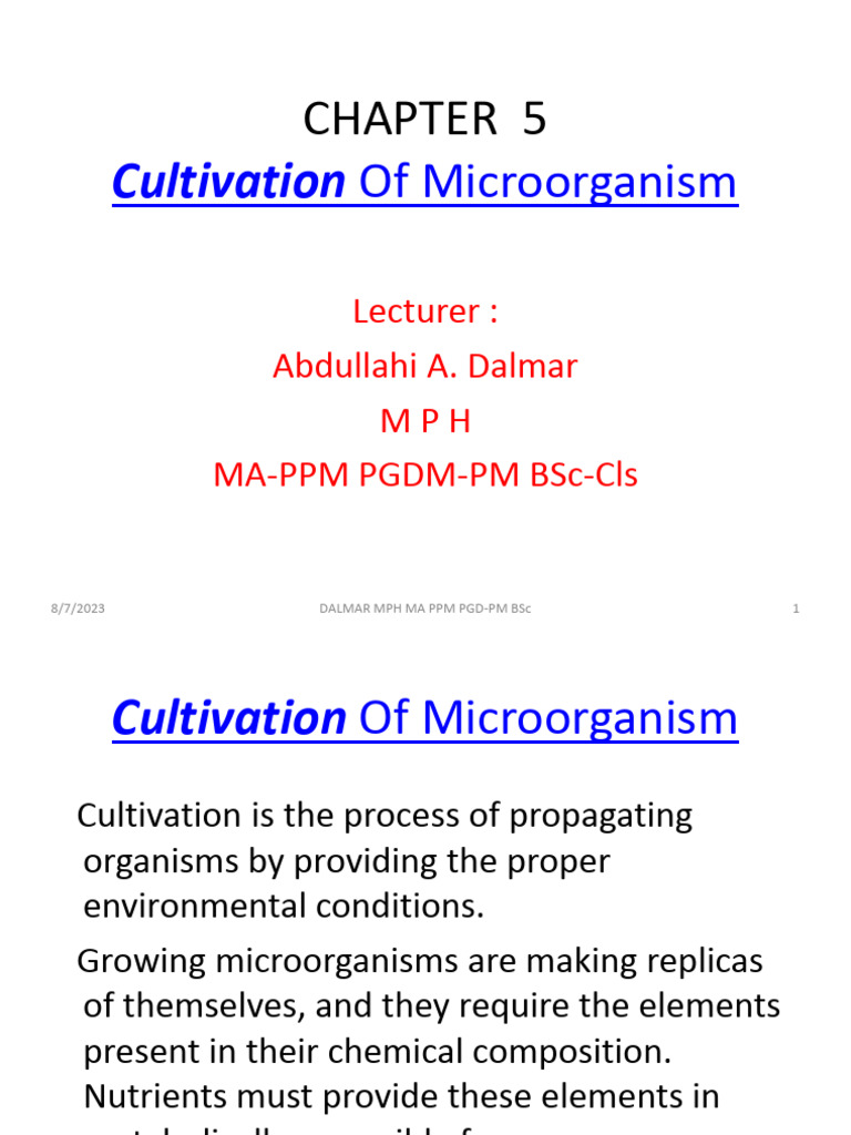 Microbial Cultivation Techniques | PDF | Growth Medium | Microorganism