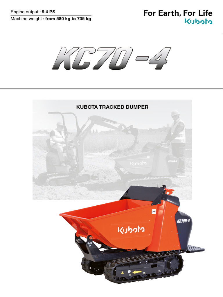 Kubota KC70-4 Tracked Dumper Overview | PDF | Manufactured Goods ...