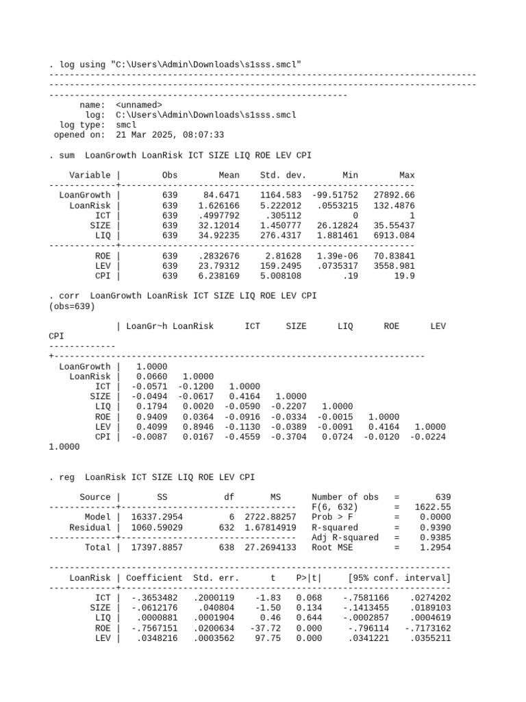 ICT Impact on Loan Growth and Risk | PDF | Coefficient Of Determination ...