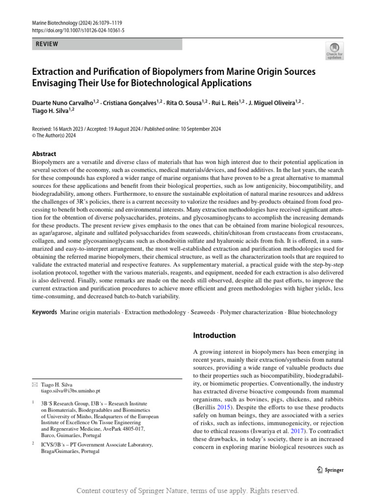 Marine Biopolymer Extraction Methods | PDF | Collagen | Gelatin