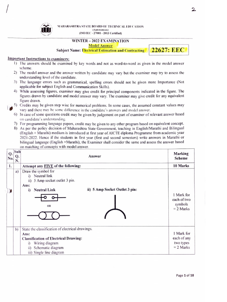 EEC Model Answer Paper - Winter 2022 | PDF | Electric Motor | Electric ...