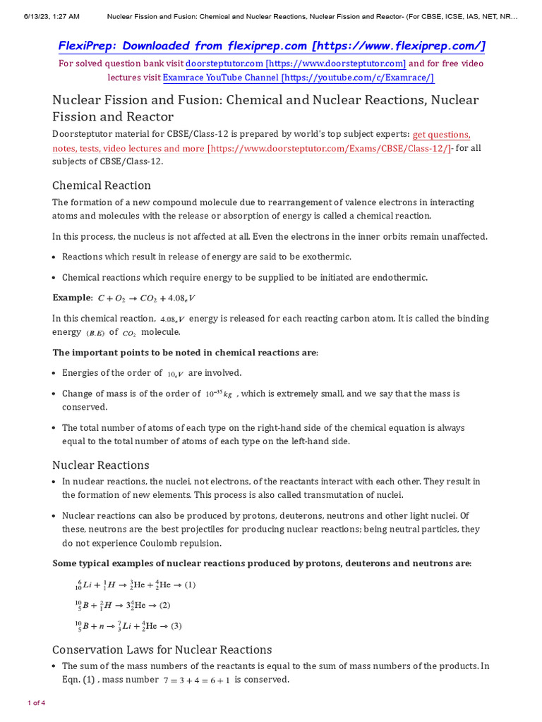 Nuclear Fission and Fusion Explained | PDF | Nuclear Physics | Nuclear ...