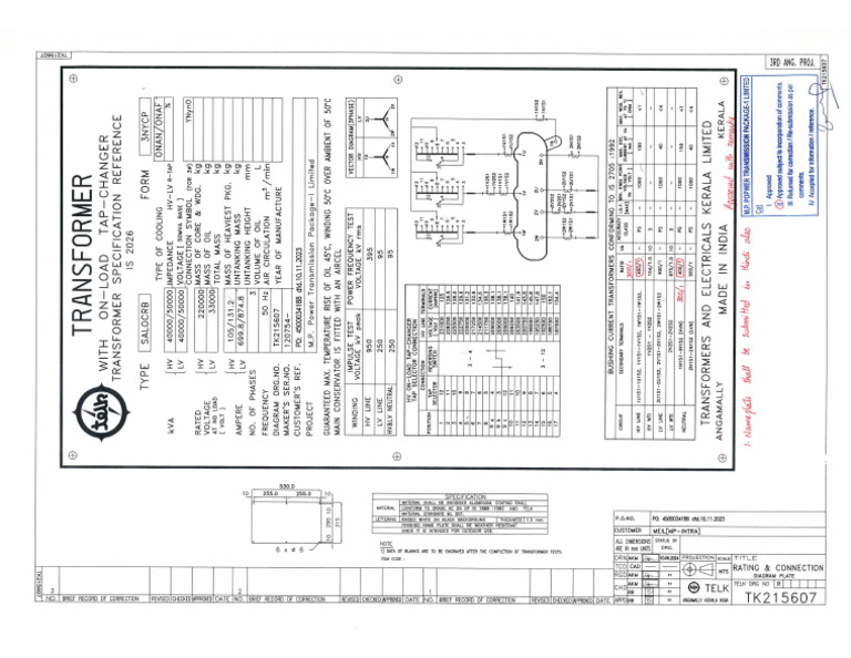 50MVA TRF RATING PLATE | PDF