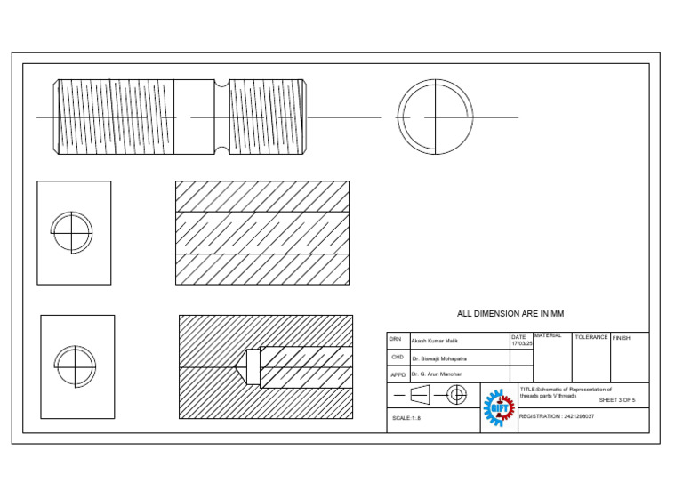 Schematic of Thread Parts V Threads | PDF