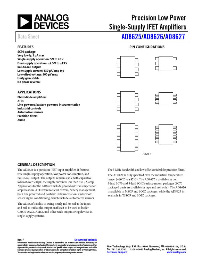 Ad8625 8626 8627-1502462 | PDF | Amplifier | Electrical Engineering