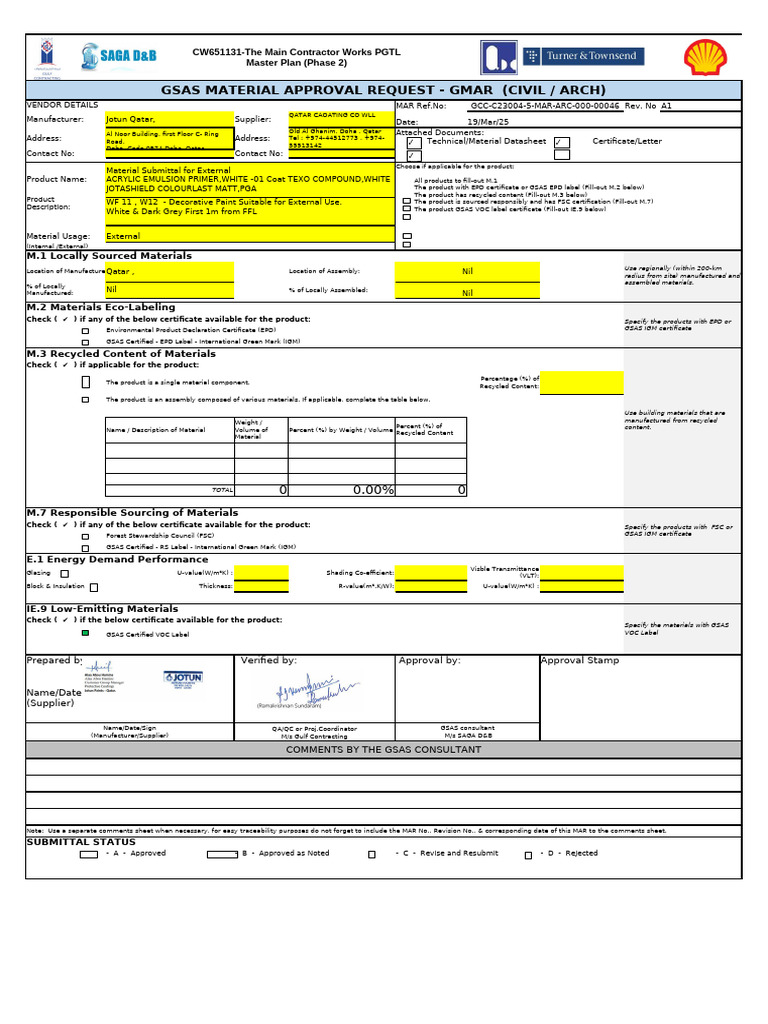 GSAS Material Approval Request -Decorative | PDF | Forest Stewardship ...
