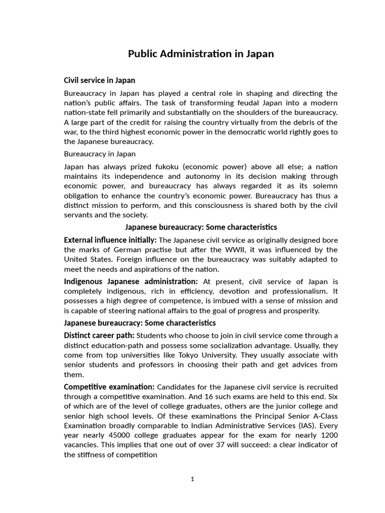 Japanese Bureaucracy and Public Service | PDF | Bureaucracy | Civil Service