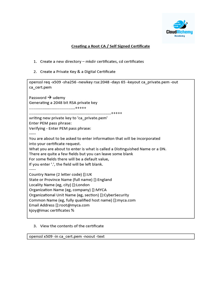 Creating a Root CA Certificate | PDF